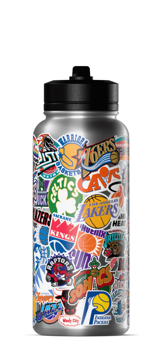 NBA 32oz All Team Sticker Print Bottle with Straw Lid - 32 oz