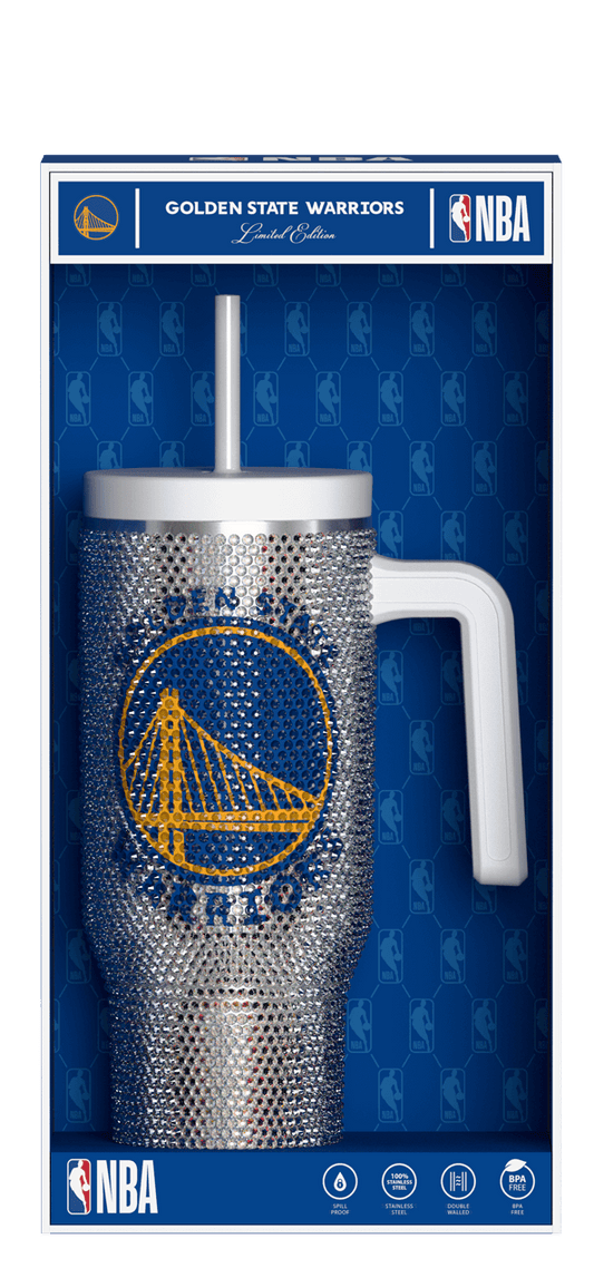 NBA 40oz Bling Voyager Tumbler with Handle in Collectors Box - Golden State Warriors