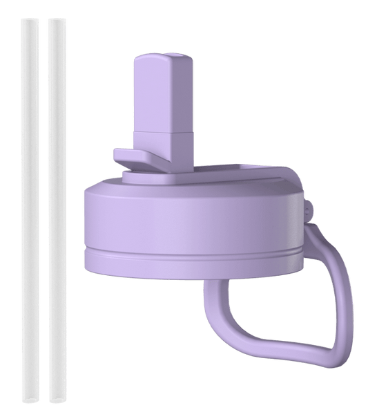 Straw Lid / Black - Digital Lavender