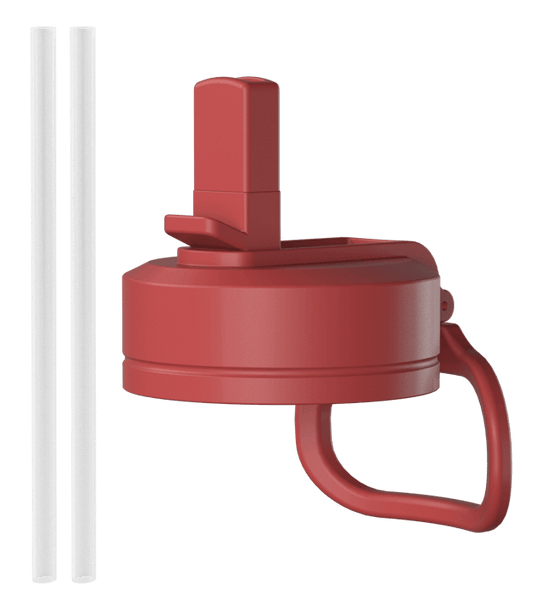 Straw Lid / Black - Faded Red
