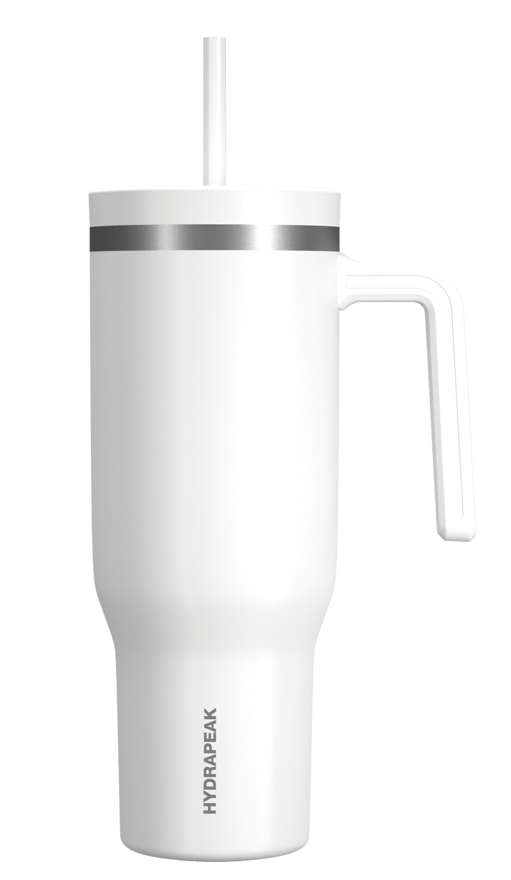 Voyager 40 oz Tumbler With Handle and Straw Lid  - White