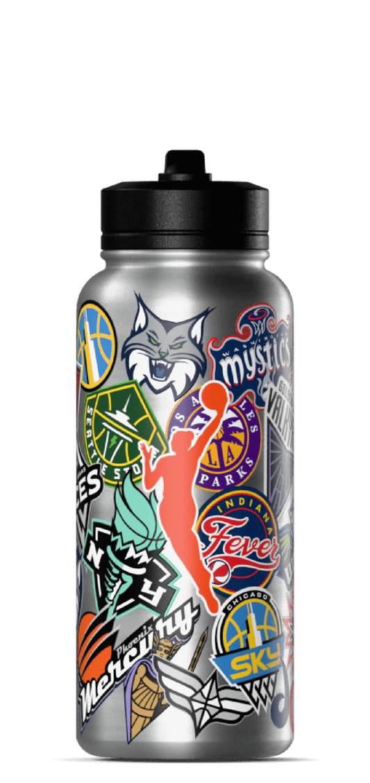 WNBA 32oz All Team Sticker Print Bottle with Straw Lid - 32 oz