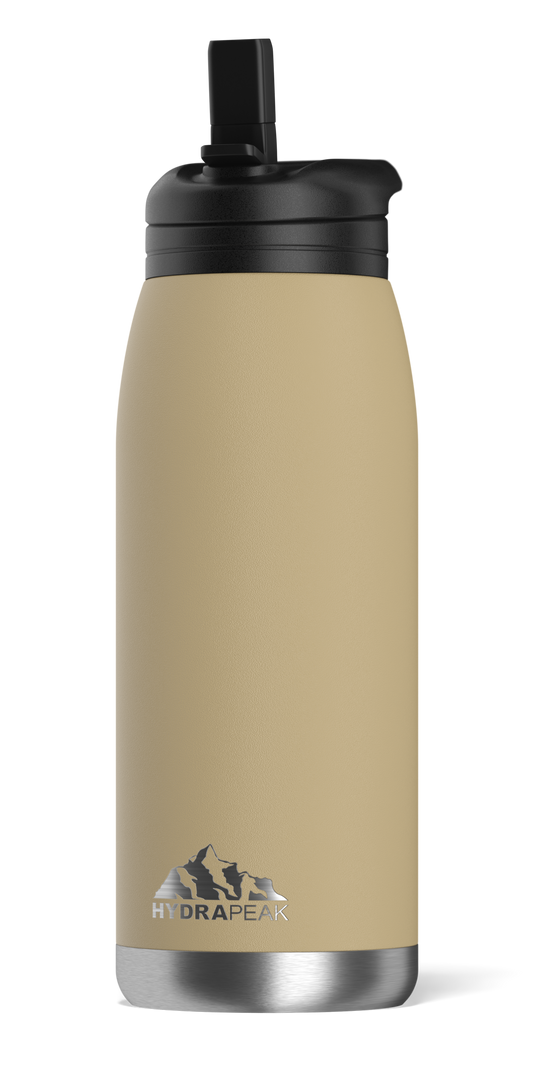 Flow 32oz Stainless Steel Insulated Water Bottle with Straw Lid Bottle - Sand