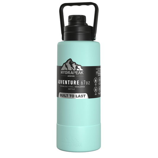 Adventure 67oz Insulated Water Bottle with Handle and Matching Rubber Boot - Aqua