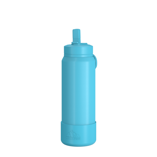26oz Insulated Water Bottles with Matching Straw Lid and Rubber Boot- Belize