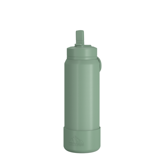 26oz Insulated Water Bottles with Matching Straw Lid and Rubber Boot- Sage
