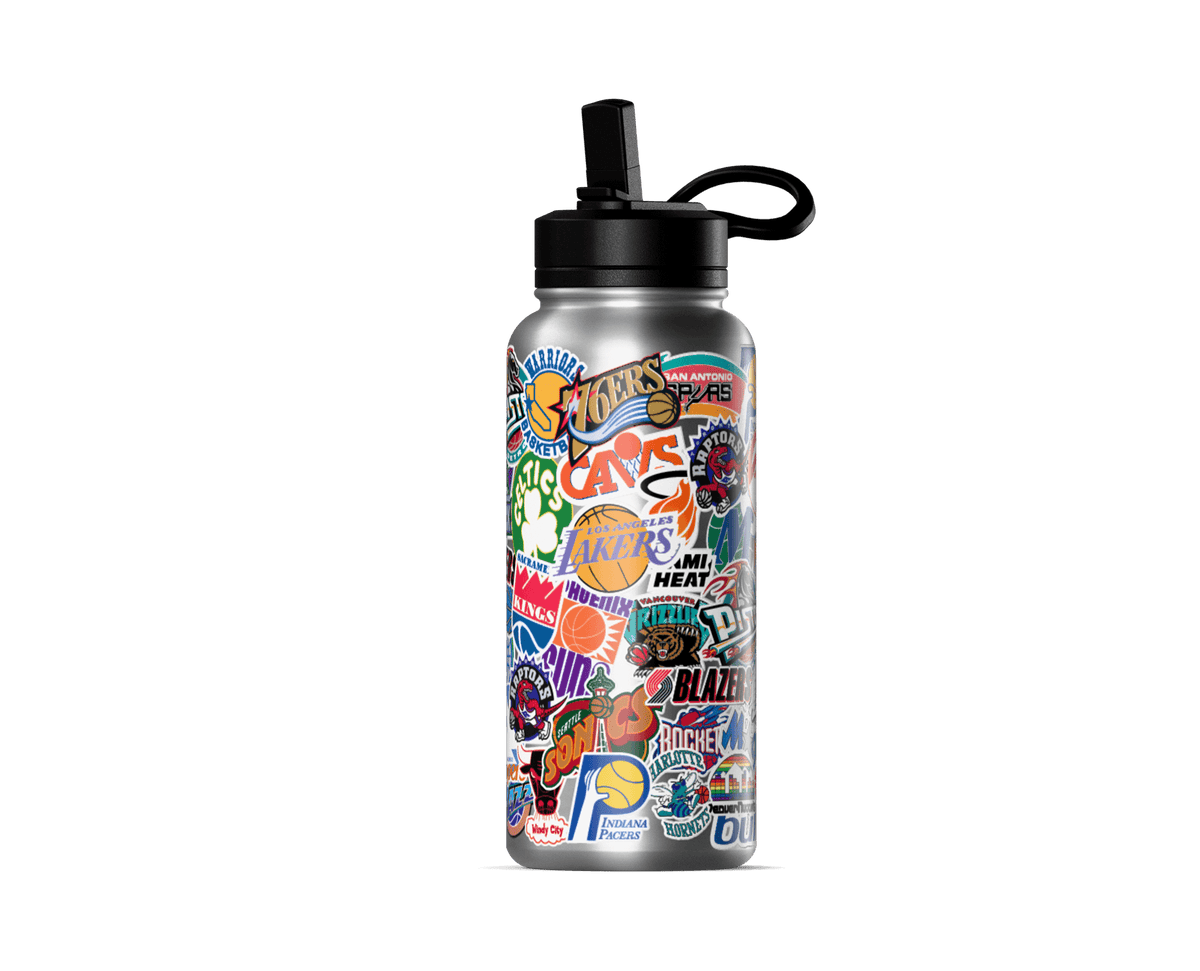NBA 32oz All Team Sticker Print Bottle with Straw Lid – HydraPeak NBA 32oz All Team Sticker Print Bottle with Straw Lid – HydraPeak