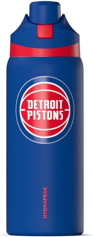 NBA 32oz Oasis Water Bottle with Push-Button Chug Lid and Flexible Handle - Detroit Pistons