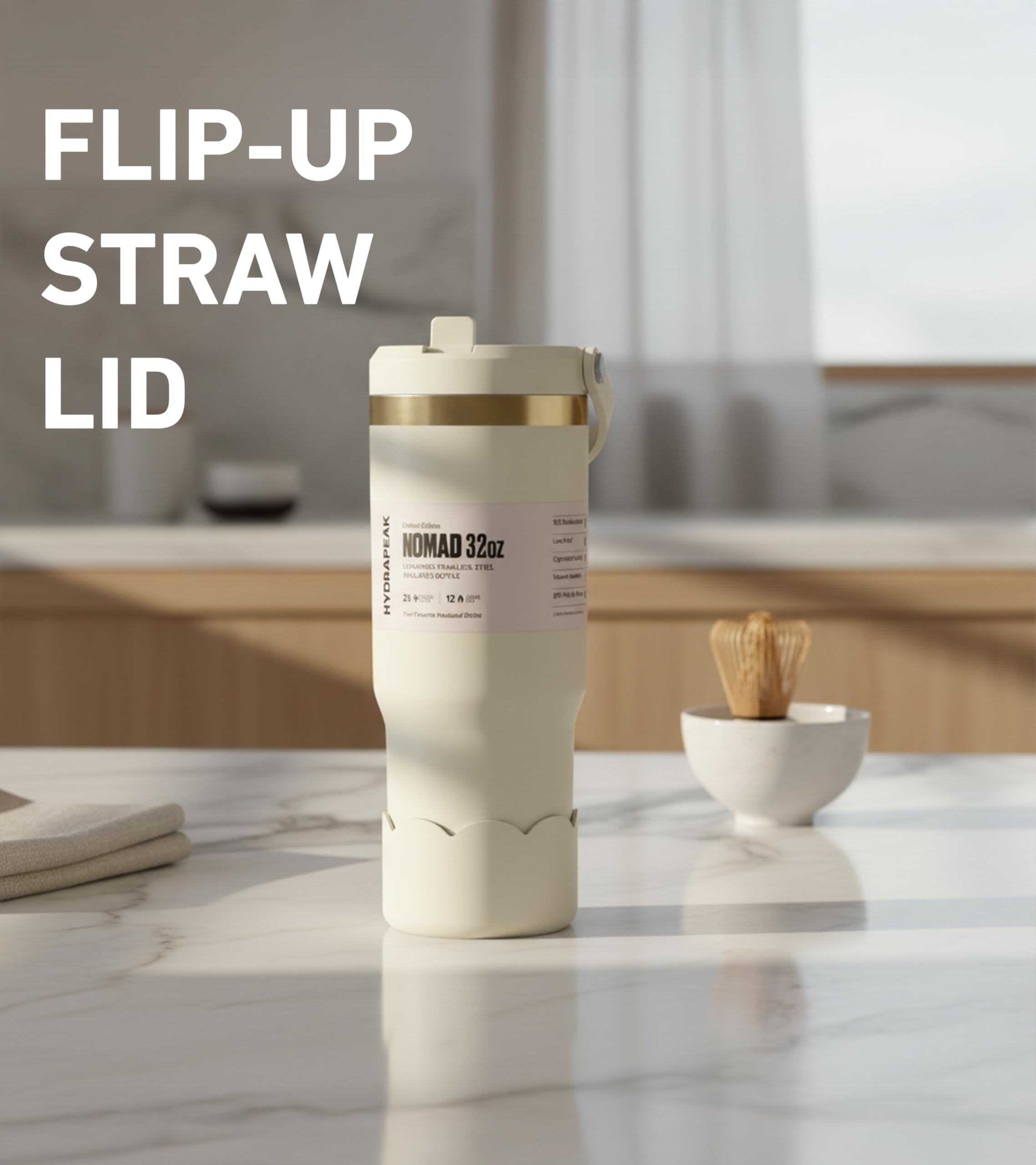 Hydrapeak Nomad 32 oz Tumbler with Handle and Straw Lid, Scallop