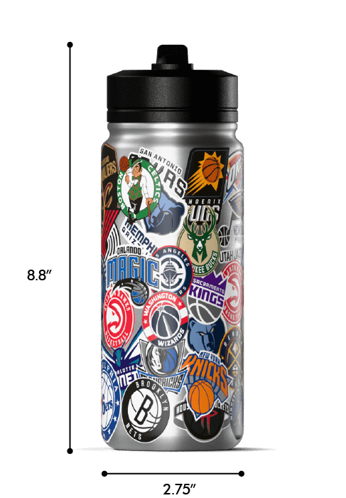 NBA 20oz All Team Sticker Print Kids Water Bottle with Straw Lid NBA 20oz All Team Sticker Print Kids Water Bottle with Straw Lid