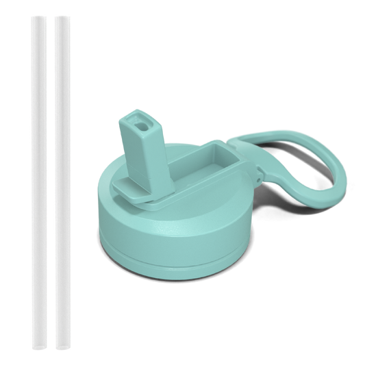 Straw Lid with Flexible Handle - Aqua