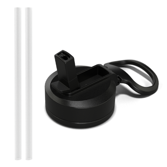 Straw Lid With Flexible Handle - Black