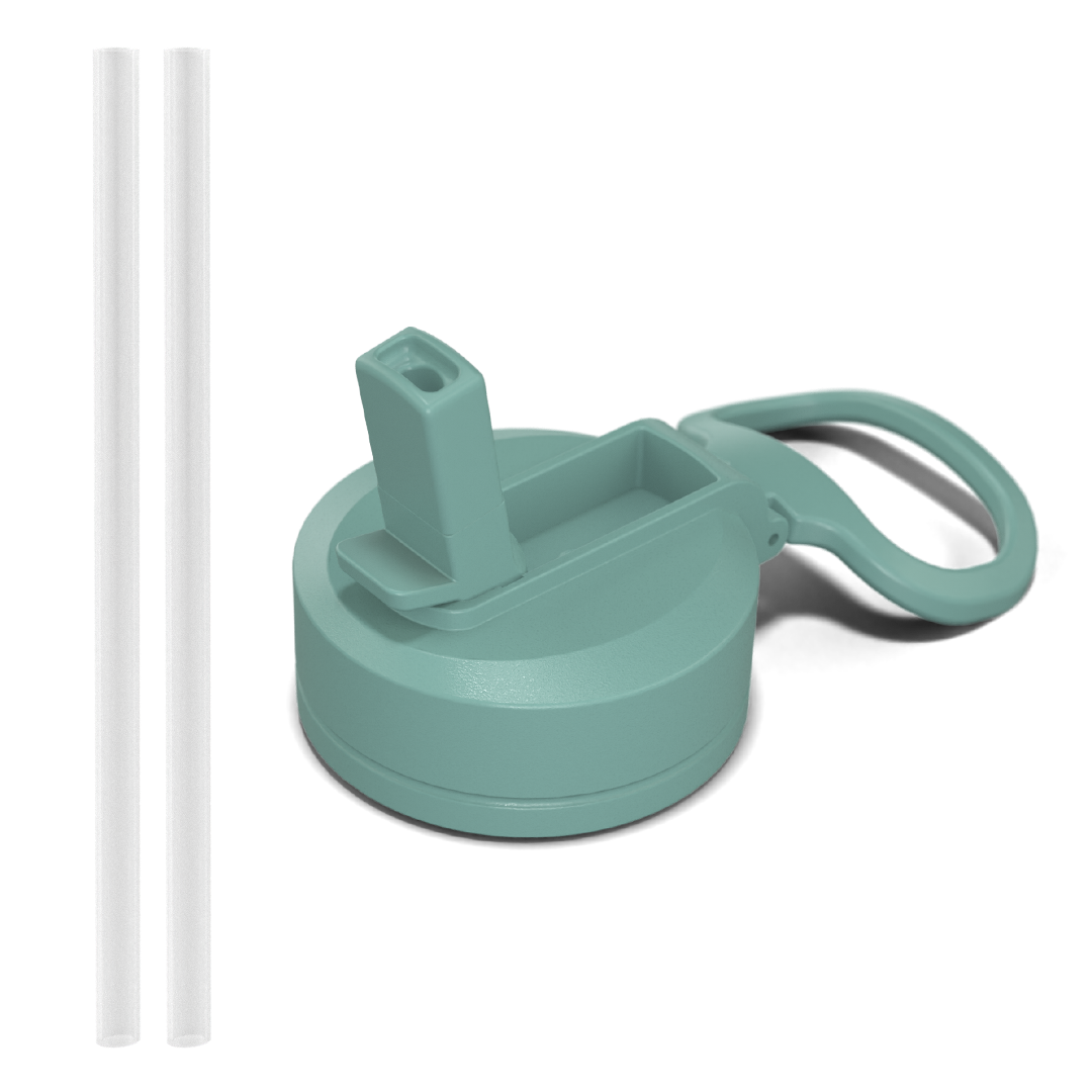 Straw Lid with Flexible Handle - Pale Sage