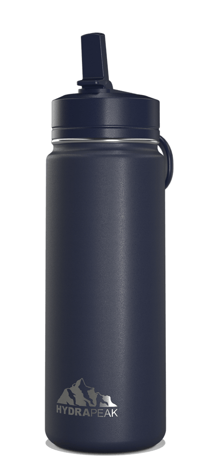 Mini 20oz Stainless Steel Kids Water Bottle with Straw Lid - Navy