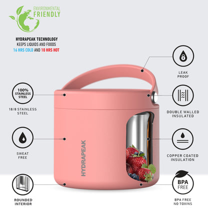 Foodie 18oz Stainless Steel Vacuum Insulated Thermos Food Jar - Peach