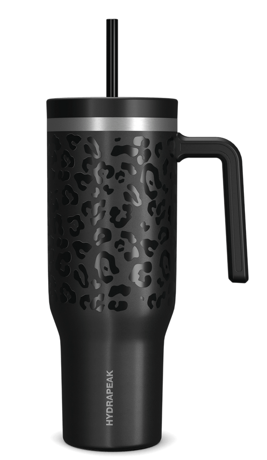 40oz Voyager Tumbler with Straw Lid - Black Leopard