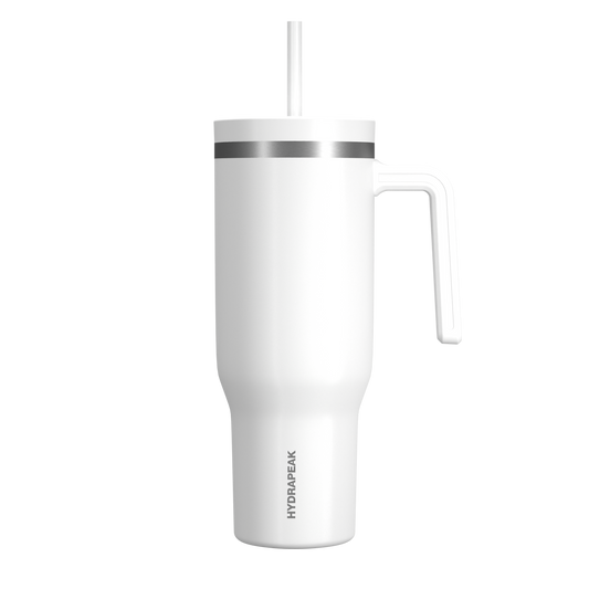 Voyager 40 oz Tumbler With Handle and Straw Lid  - White