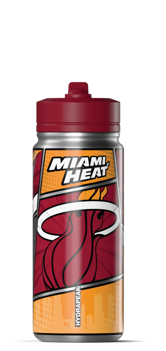 NBA 20oz Active Insulated Water Bottle â€“ Stainless Steel with Straw Lid & Handle - Miami Heat