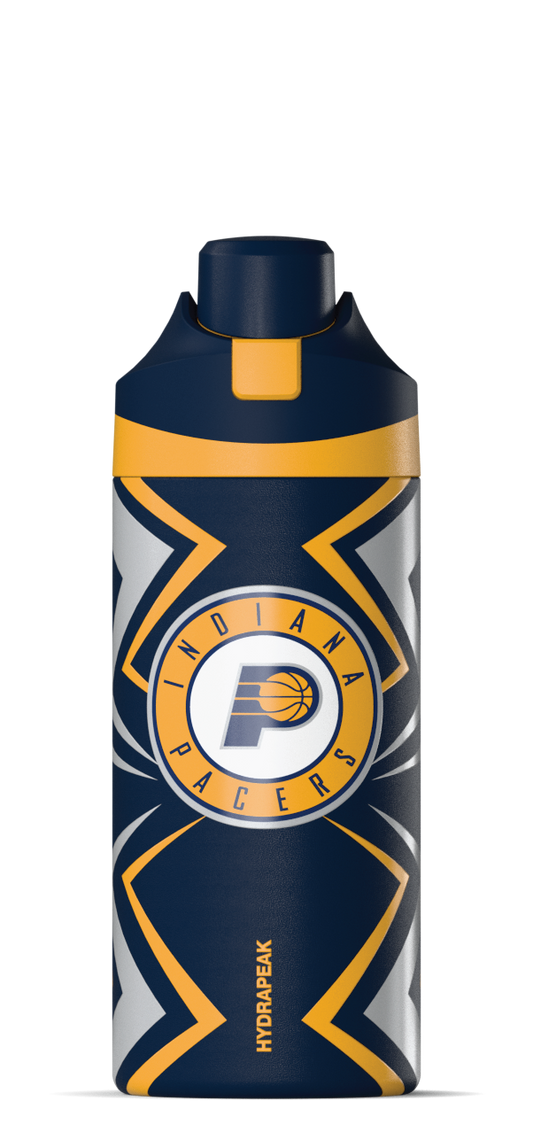 NBA 20oz Oasis Insulated Kids Water Bottle â€“ Stainless Steel with Push-Button Chug Lid - Indiana Pacers