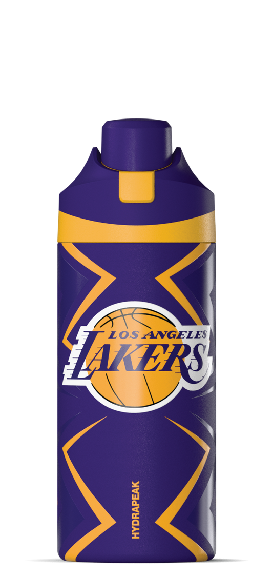 NBA 20oz Oasis Insulated Kids Water Bottle â€“ Stainless Steel with Push-Button Chug Lid - Los Angeles Lakers