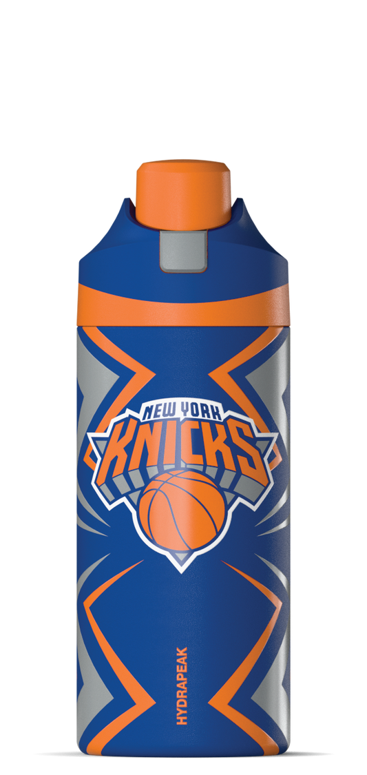 NBA 20oz Oasis Insulated Kids Water Bottle â€“ Stainless Steel with Push-Button Chug Lid - New York Knicks