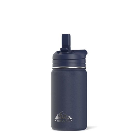 Mini 14oz Stainless Steel Kids Water Bottle with Straw Lid- Navy