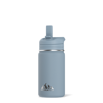 Mini 14oz Stainless Steel Kids Water Bottle with Straw Lid- Storm