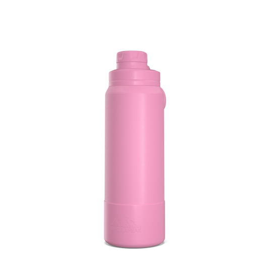 26oz Insulated Water Bottles with Matching Chug Lid and Rubber Boot- Bubblegum