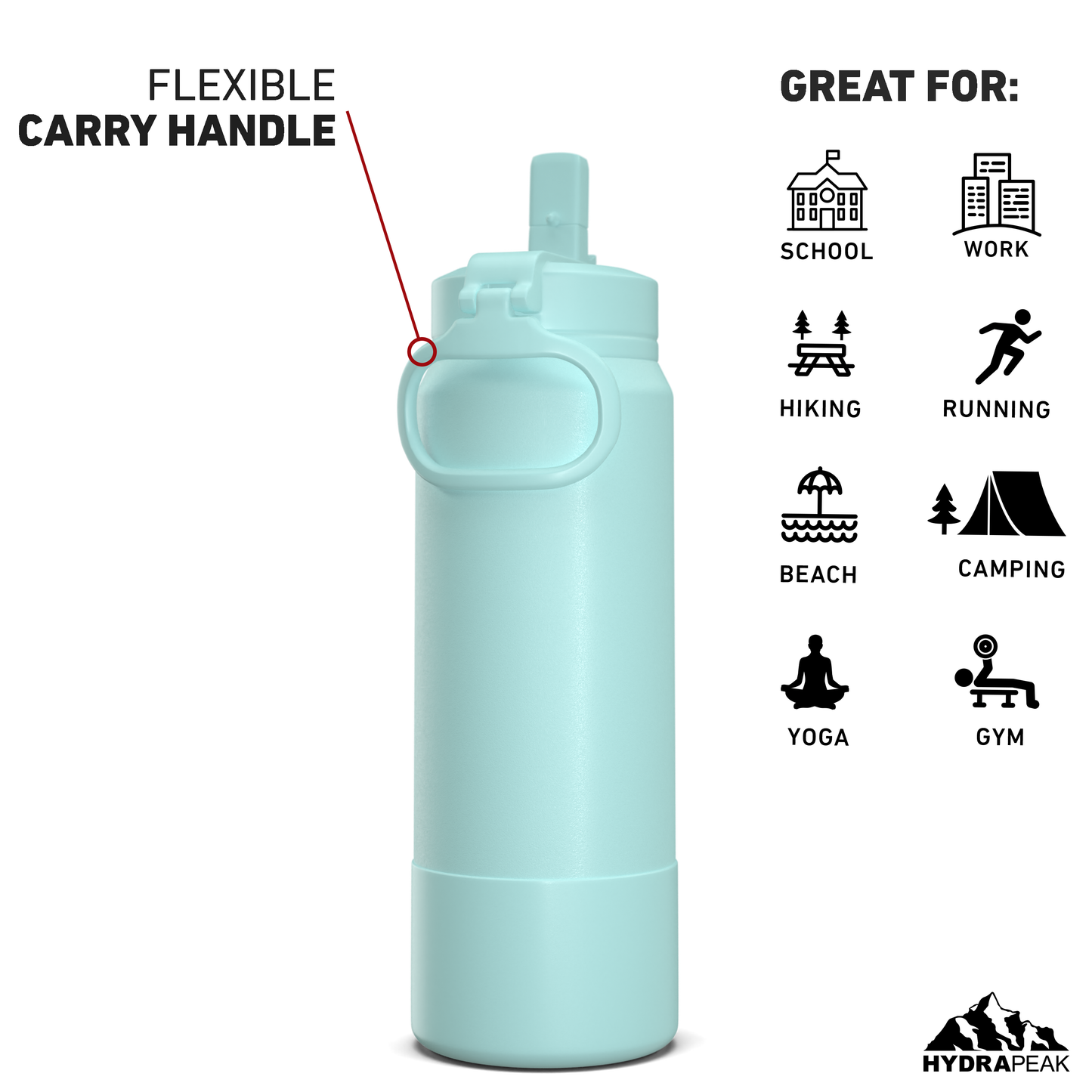 26oz Insulated Water Bottles with Matching Straw Lid and Rubber Boot - Alpine