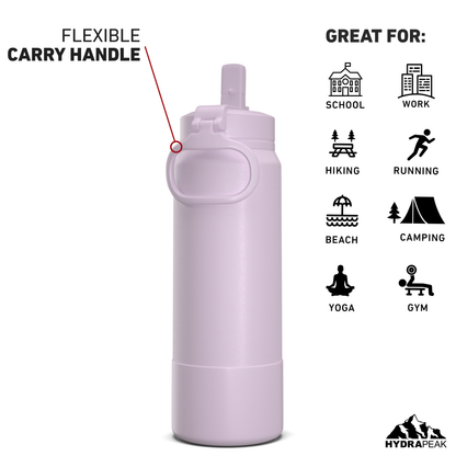 26oz Insulated Water Bottles with Matching Straw Lid and Rubber Boot - Blush
