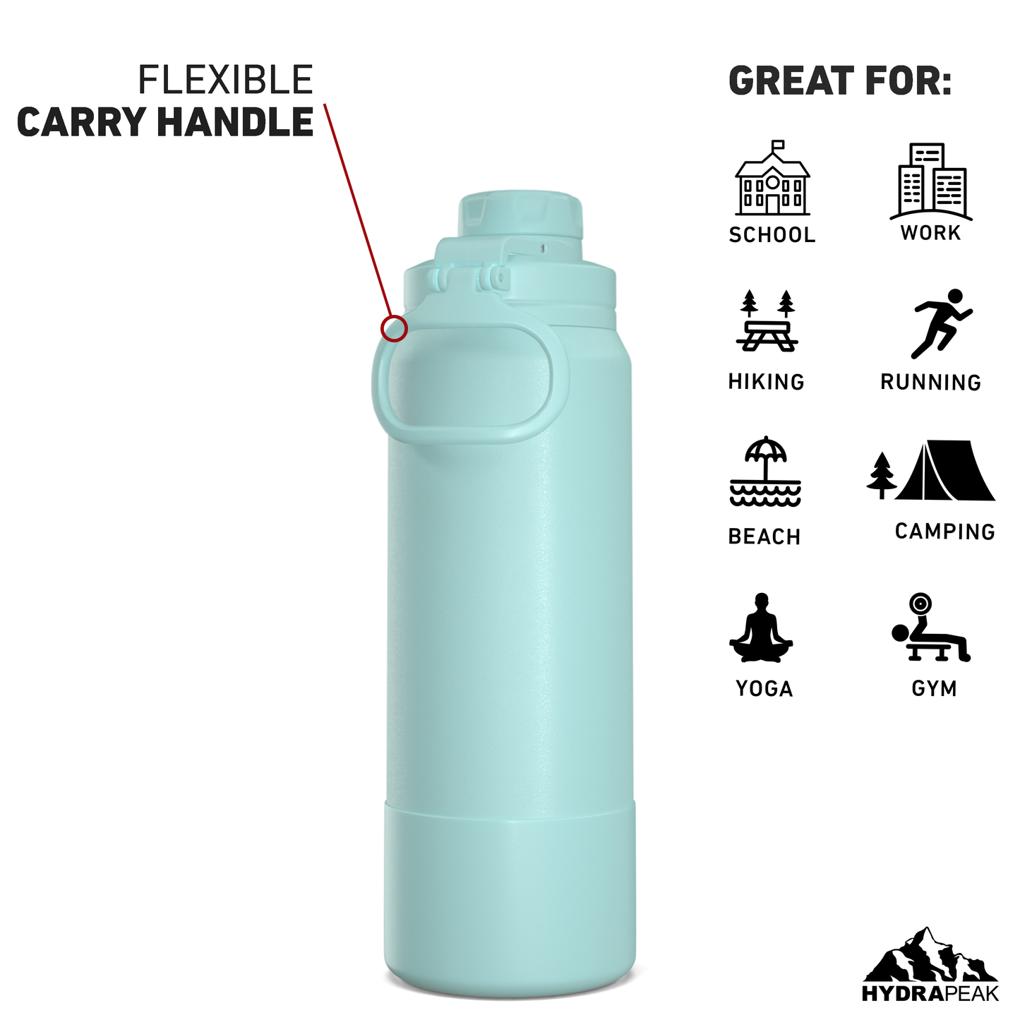 26oz Insulated Water Bottles with Matching Chug Lid and Rubber Boot- Alpine