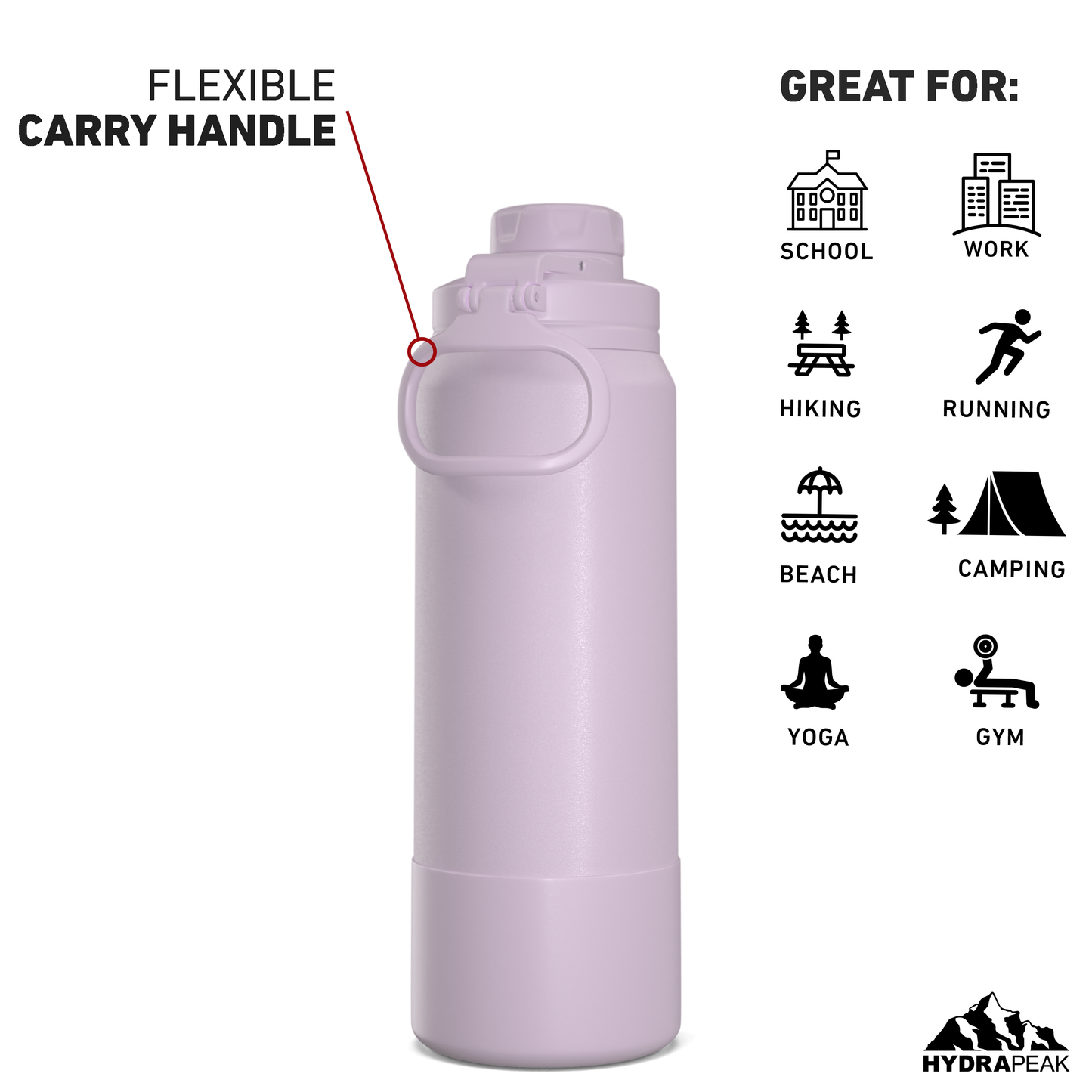 26oz Insulated Water Bottles with Matching Chug Lid and Rubber Boot - Blush