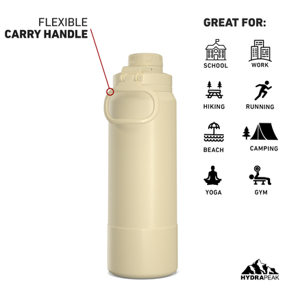 26oz Insulated Water Bottles with Matching Chug Lid and Rubber Boot - Modern Cream