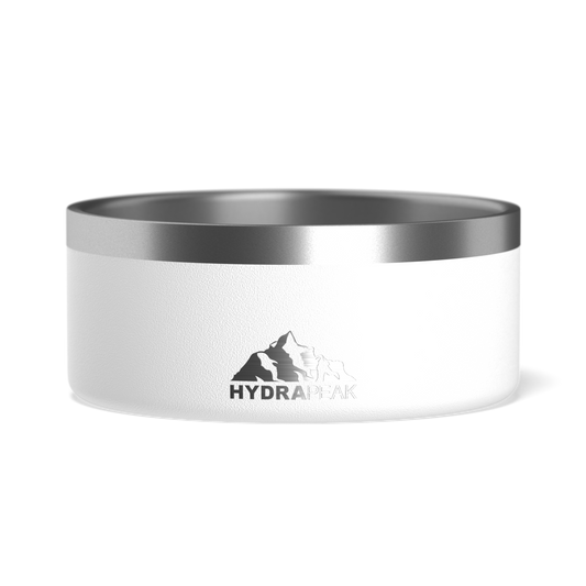 4 Cup Stainless Steel Dog Bowls for Water or Food - White
