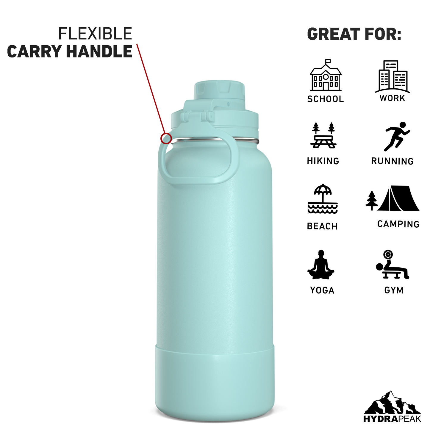 32oz Insulated Water Bottles with Matching Chug Lid and Rubber Boot- Alpine