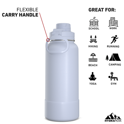 32oz Insulated Water Bottles with Matching Chug Lid and Rubber Boot - Ice