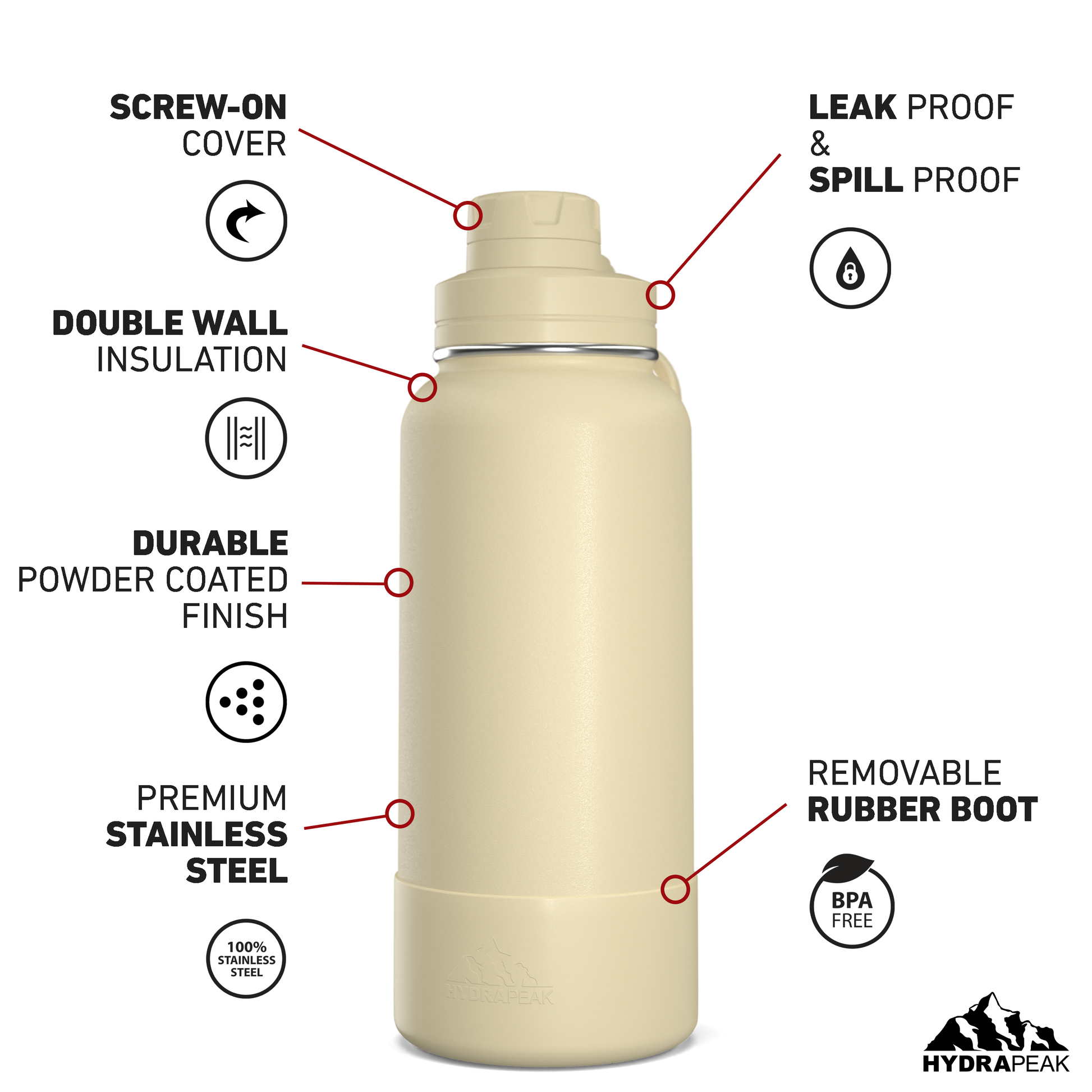 26 oz. Vacuum Insulated Stainless Steel Water Bottle - Hydrapeak