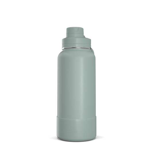 32oz Insulated Water Bottles with Matching Chug Lid and Rubber Boot- Pale Sage