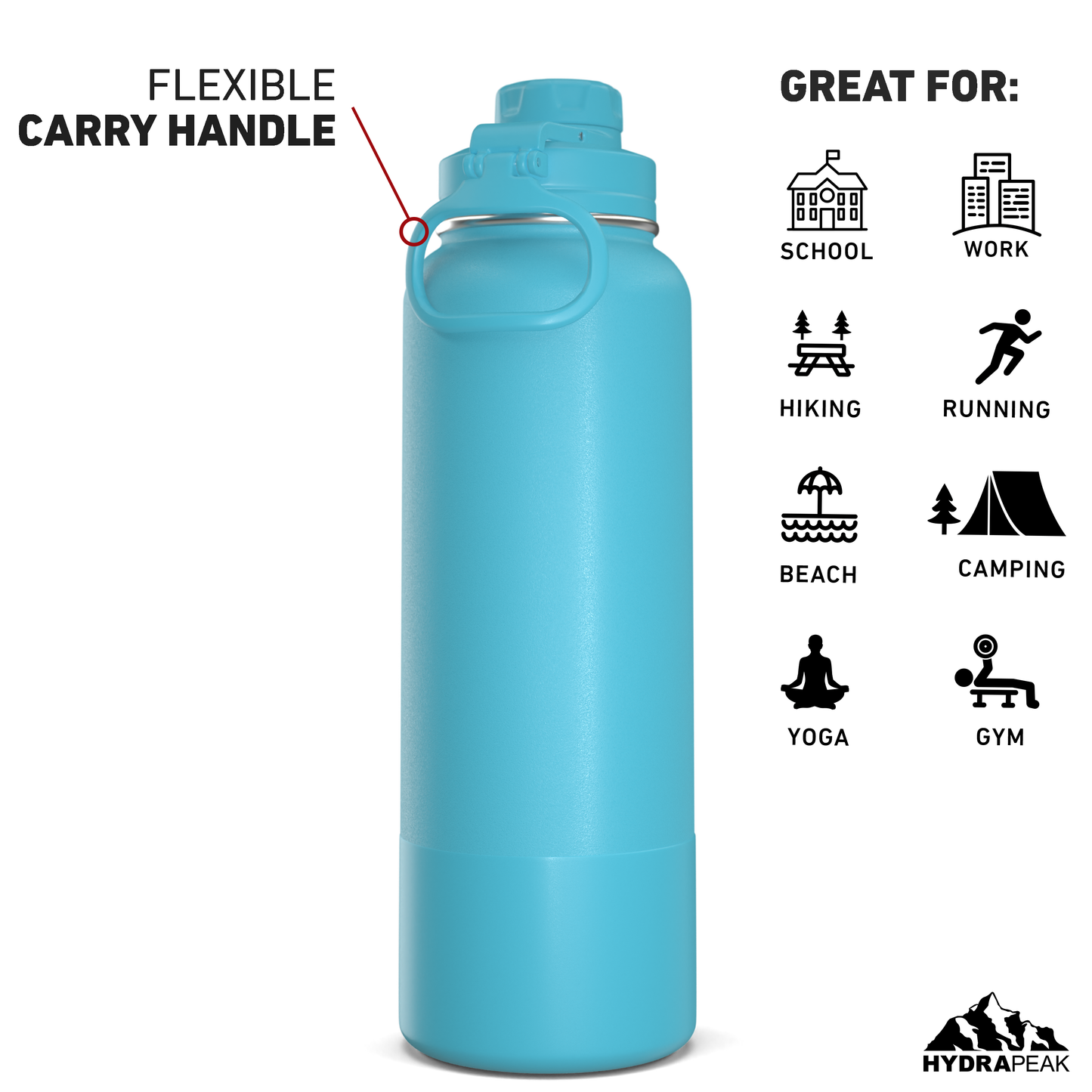 40oz Insulated Water Bottles with Matching Chug Lid and Rubber Boot- Belize