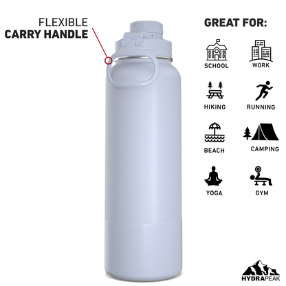 40oz Insulated Water Bottles with Matching Chug Lid and Rubber Boot- Ice
