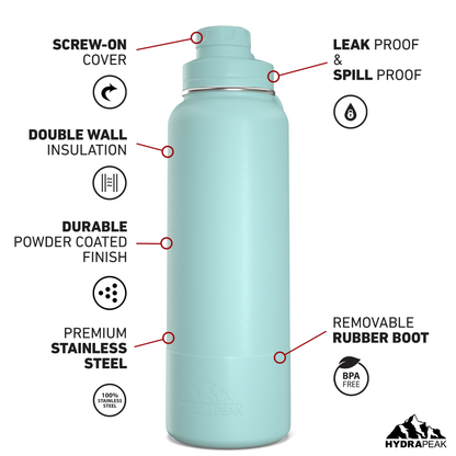 40oz Insulated Water Bottles with Matching Chug Lid and Rubber Boot- Alpine