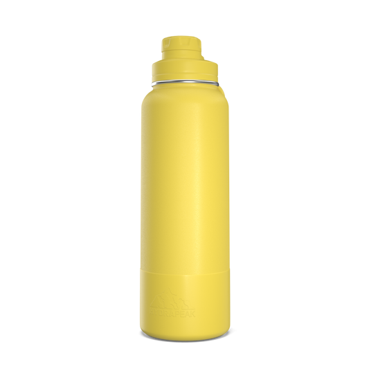 40oz Insulated Water Bottles with Matching Chug Lid and Rubber Boot - Lemon