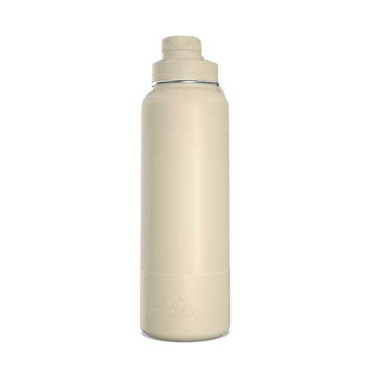 40oz Insulated Water Bottles with Matching Chug Lid and Rubber Boot- Modern Cream