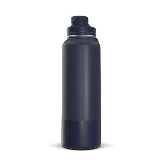 40oz Insulated Water Bottles with Matching Chug Lid and Rubber Boot- Navy