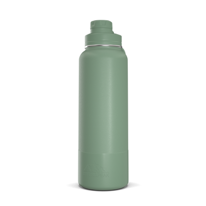 40oz Insulated Water Bottles with Matching Chug Lid and Rubber Boot- Sage