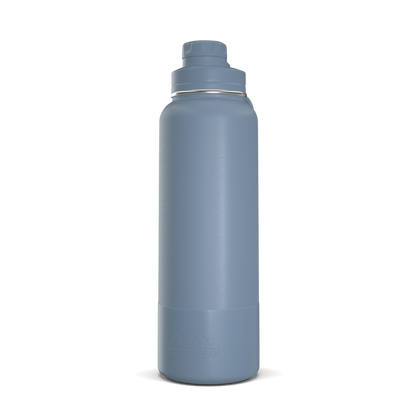 40oz Insulated Water Bottles with Matching Chug Lid and Rubber Boot- Modern Blue