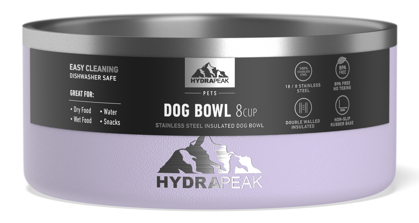 8 Cup Stainless Steel Dog Bowls for Water or Food - Orchid
