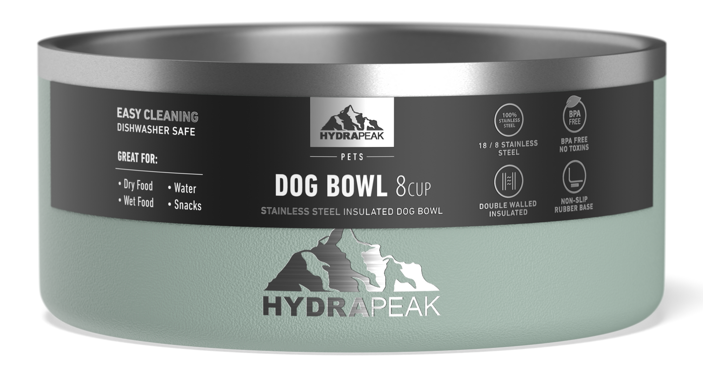 8 Cup Stainless Steel Dog Bowls for Water or Food - Teal