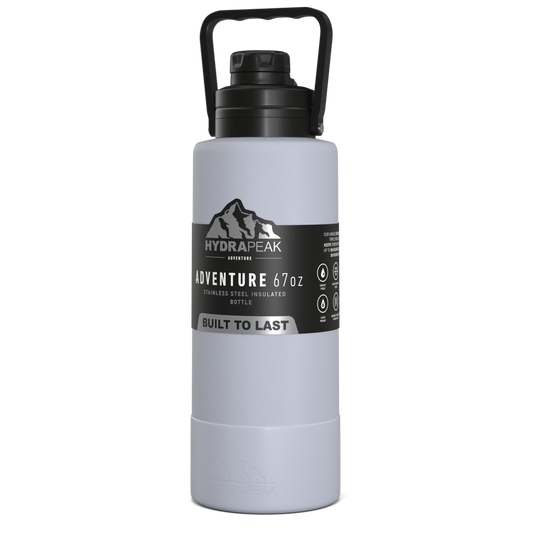 Adventure 67oz Insulated Water Bottle with Handle and Matching Rubber Boot- Iceberg