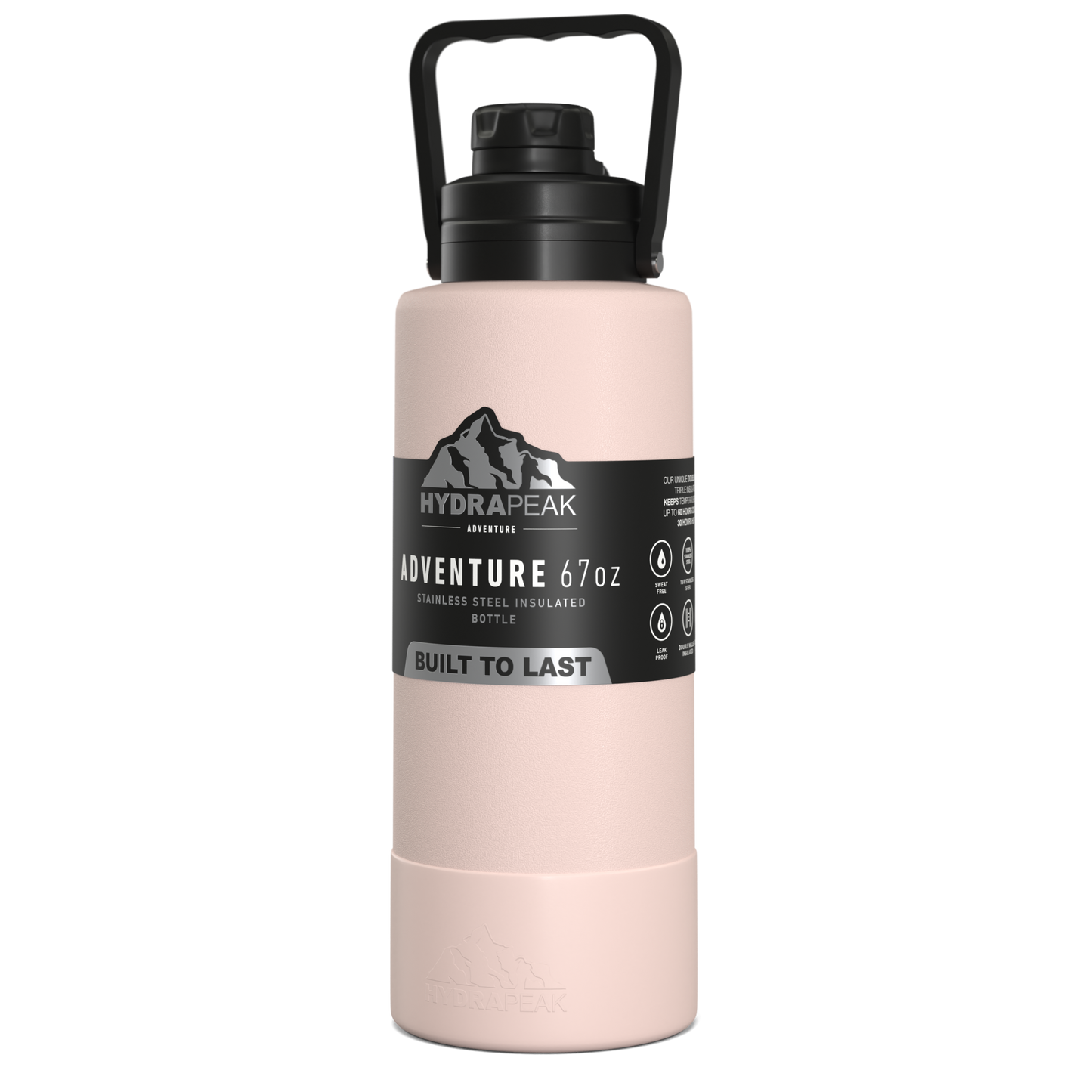 Adventure 67oz Insulated Water Bottle with Handle and Matching Rubber Boot- Seashell